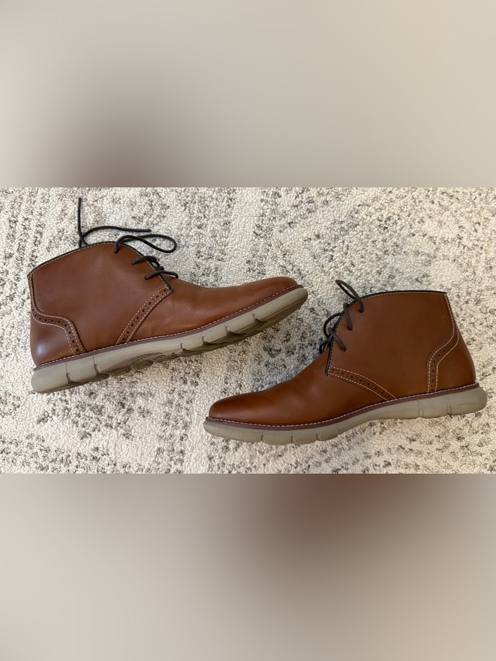 Johnston & Murphy Memory Foam Sheepskin Ankle Boots Brown Sz 8.5